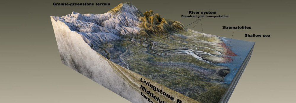 Ilustração geológica 3D com computação gráfica